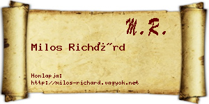 Milos Richárd névjegykártya