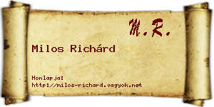 Milos Richárd névjegykártya